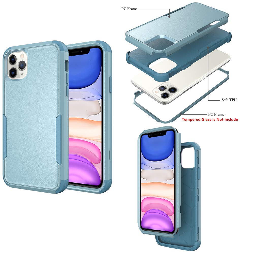 Shockproof Heavy Duty Armor Case for iPhone 12 Pro Max - 3-Layer Protective Rugged Cover [Teal & Teal] | Cute Women's Design | Perfect for Outdoor Adventures & Daily Protection