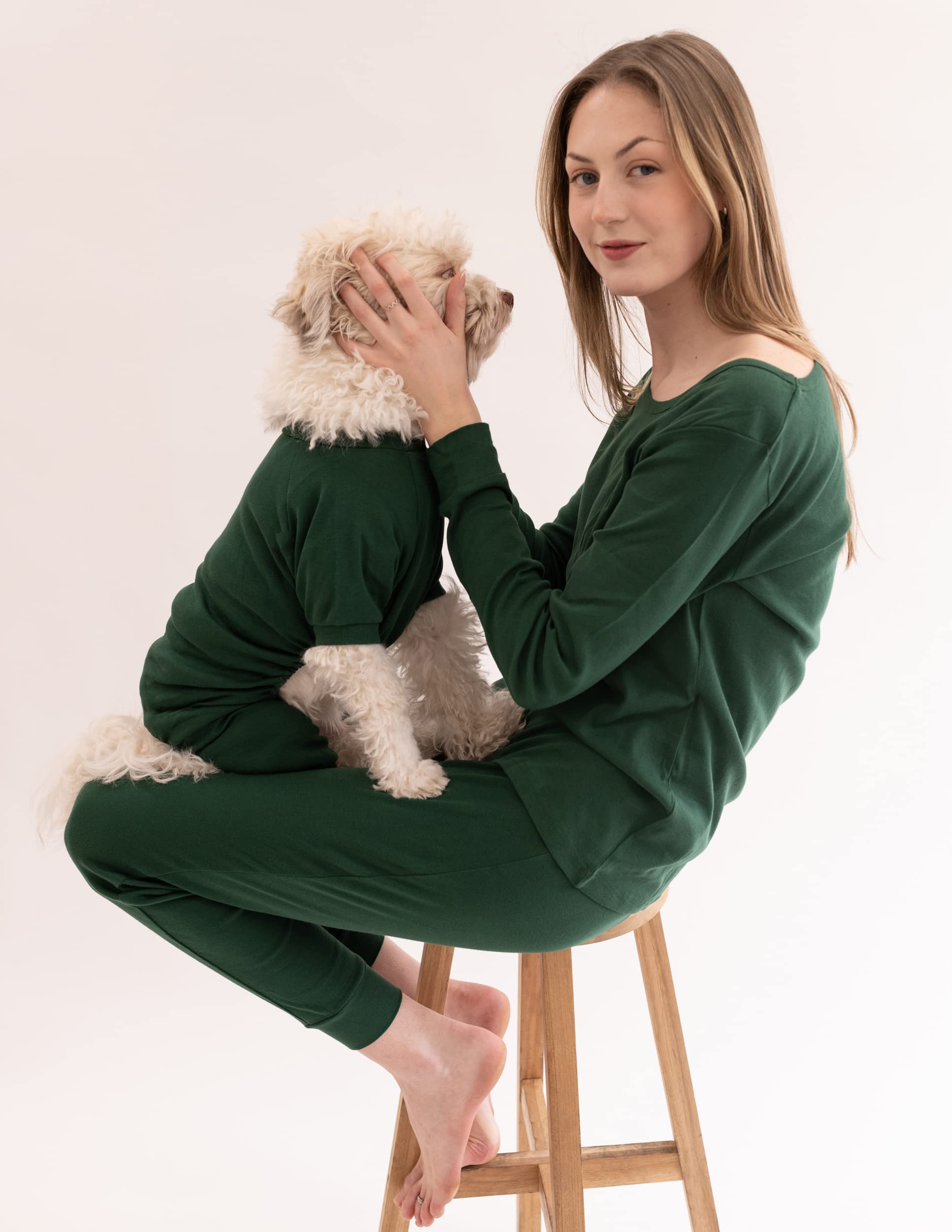 Leveret 100% Cotton Dog Pajamas - Matching Solid Pjs for Small to XXX-Large Dogs | Cozy Sleepwear for Pets, Perfect for Winter Nights & Family Photos
