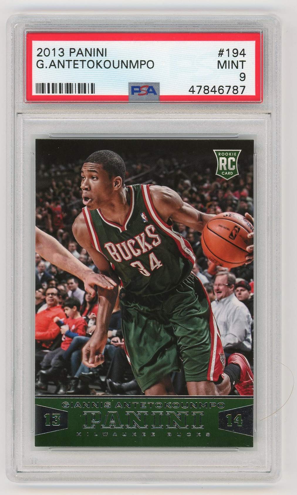 Giannis Antetokounmpo 2013 Panini Prizm Rookie Card #194 PSA 9 Gem Mint - Rare Basketball Collectible for Fans & Investors, Perfect for Display, Trading or Portfolio Diversification