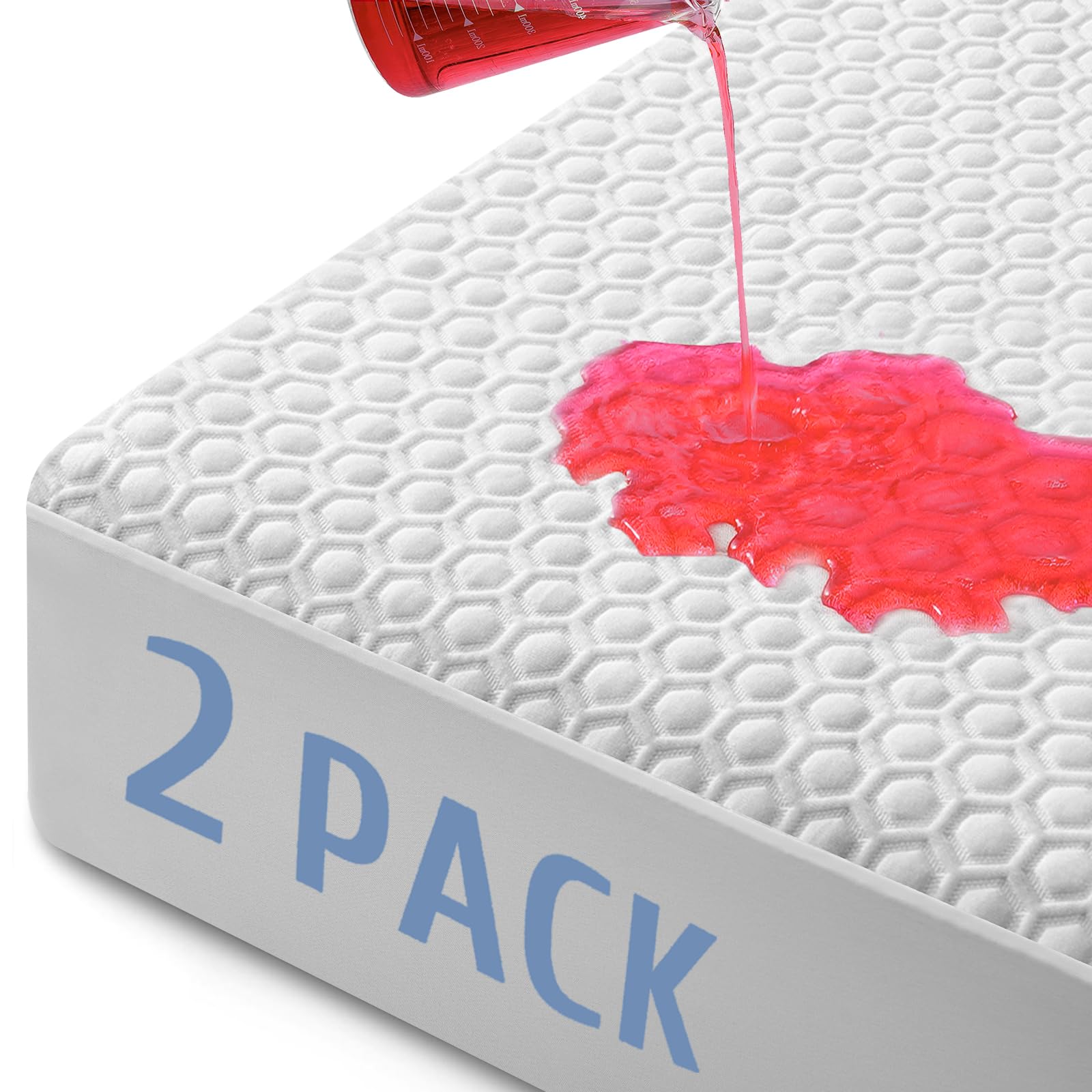 2 Pack Full Size 100% Waterproof Mattress Protector - Premium Bamboo Viscose 3D Airflow Fabric, Ultra Soft Breathable Mattress Pad Cover, Noiseless & Washable, Fits 8