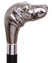 Premium Scratch & Dent Labrador Nickel Plated Walking Cane with Italian Handle - Custom Shaft & Collar V2215 | Ideal for Seniors, Mobility Support & Fashion Accessory