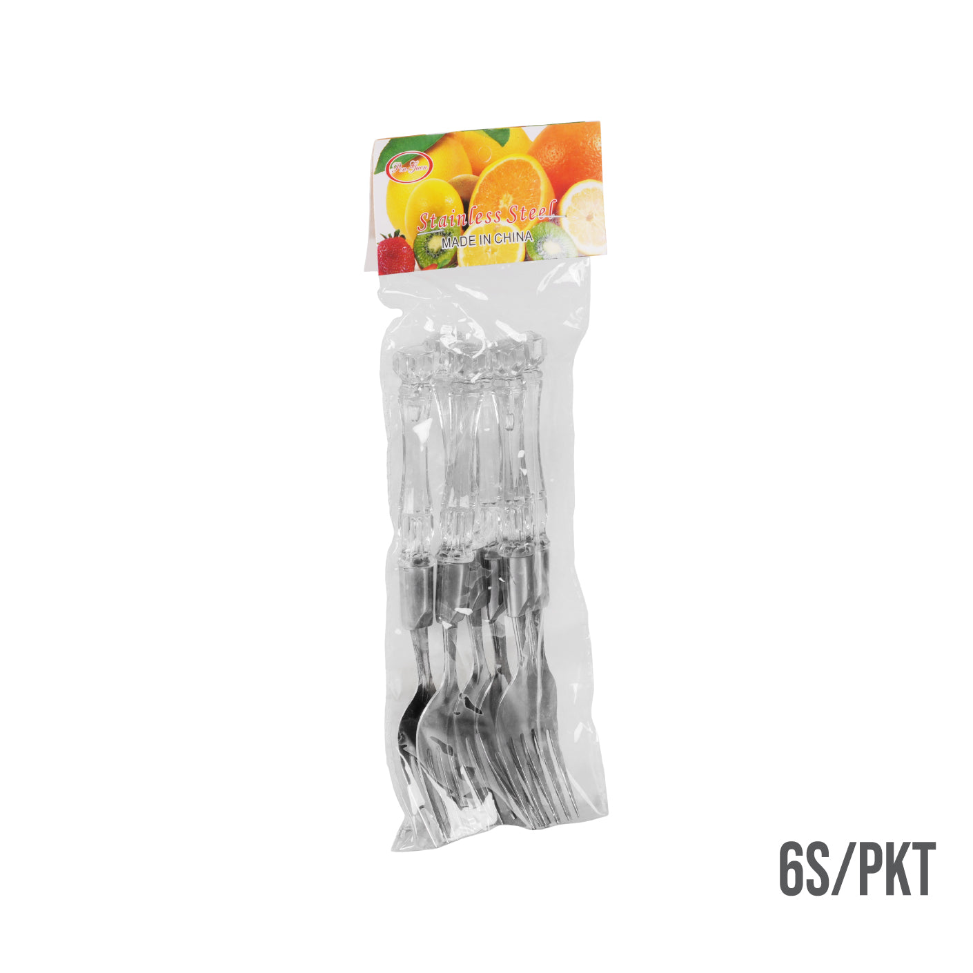 6-Piece White Crystal Handle Forks Set - Elegant Stainless Steel Flatware for Dining, Parties, and Special Occasions (HFH8685W)