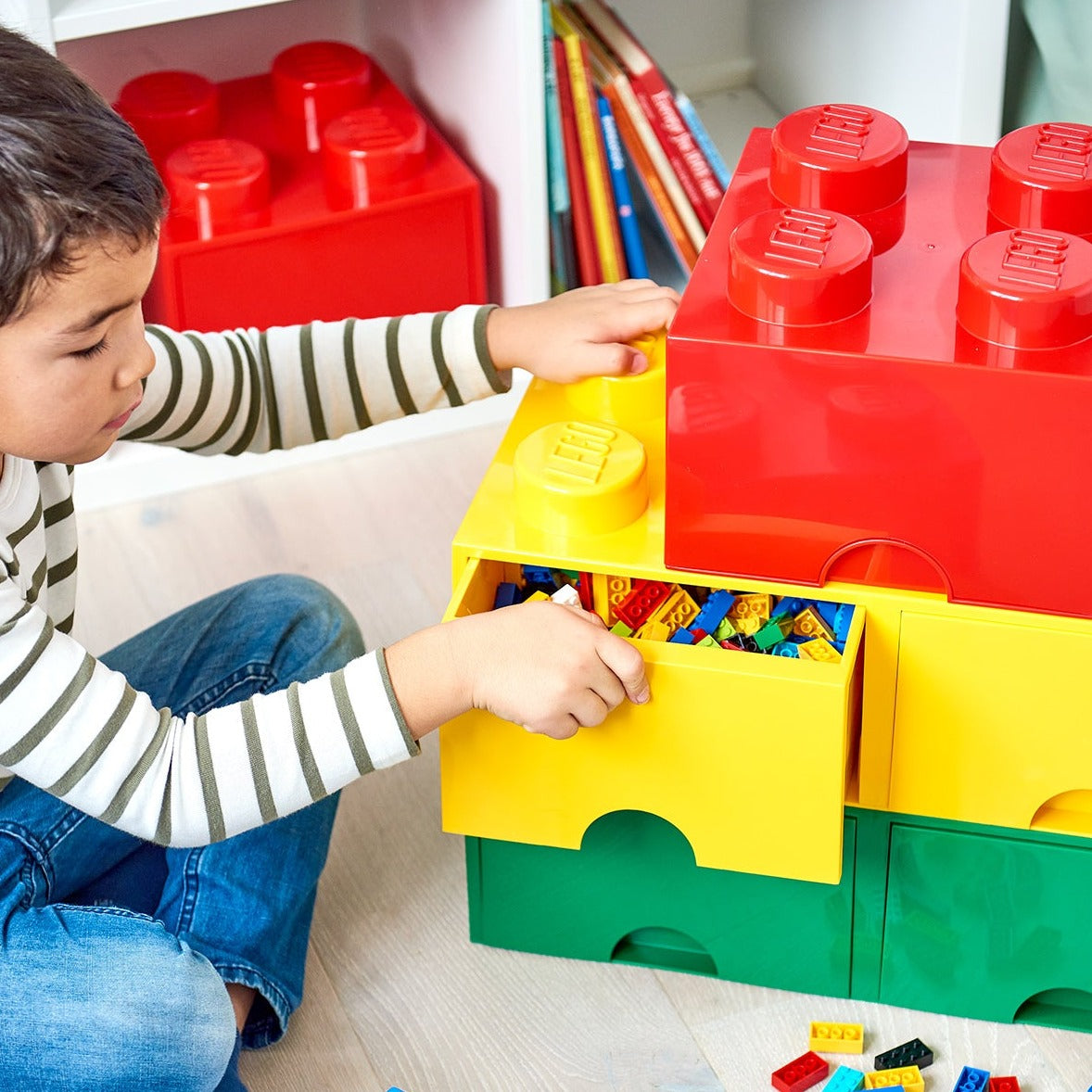 LEGO Storage Drawer Organizer - 4 Drawer Plastic Bin for Toy Bricks & Building Blocks - Perfect for Kids' Room, Playroom & Classroom Organization