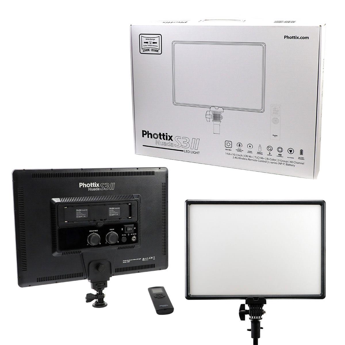 Phottix Nuada S3 II VLED Video LED Light - Professional Continuous Lighting for Photography & Videography - Perfect for YouTube, Streaming, and Studio Productions