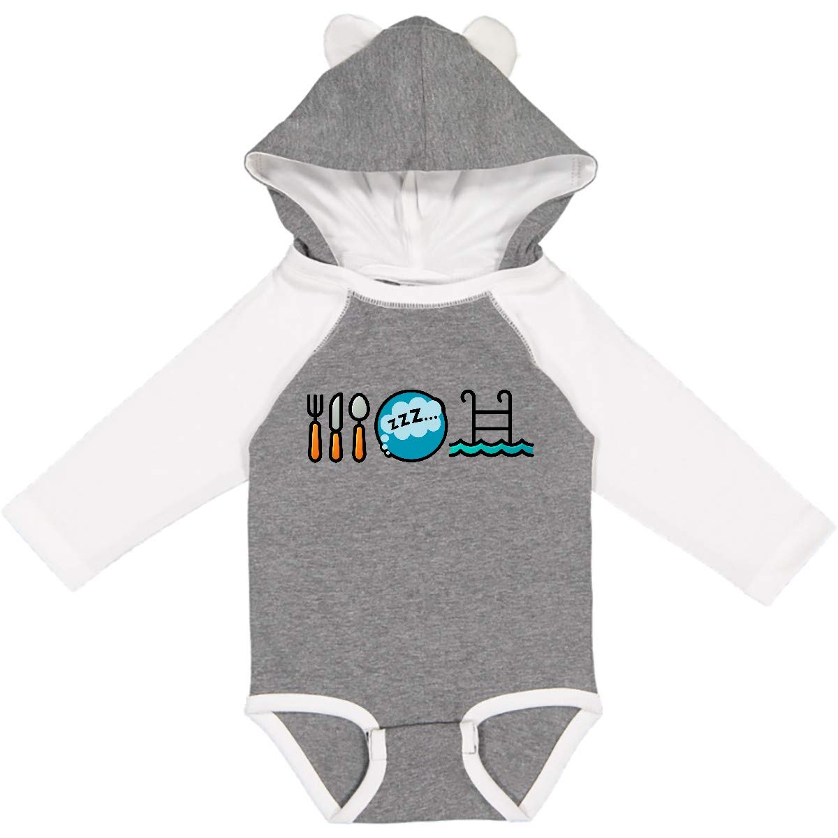 Inktastic Eat Sleep Swim Long Sleeve Baby Bodysuit - Comfortable Swim-Themed Onesie for Infants, Perfect for Pool Parties & Beach Outings