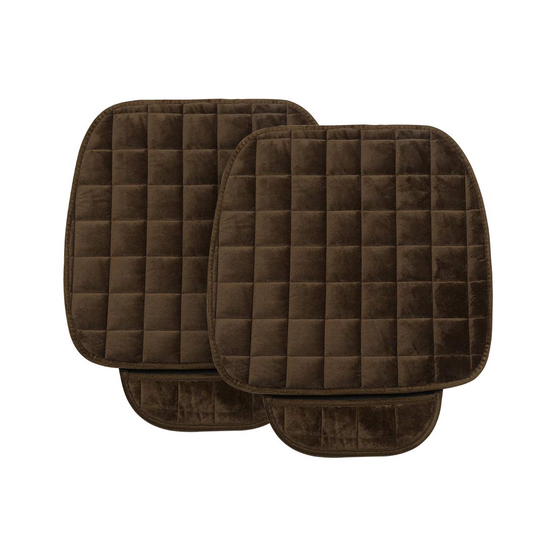 uxcell 2-Pack Universal Car Seat Cushions - Breathable Plush Seat Pad Protector for Auto & Home Chairs (Brown) - Comfort Support for Driving, Office & Gaming Chairs