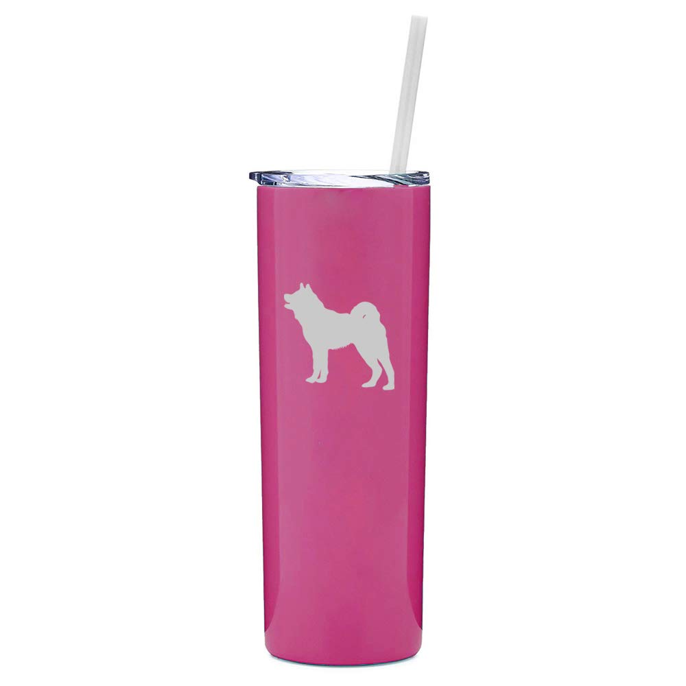 20 oz Stainless Steel Skinny Tall Tumbler - Vacuum Insulated Travel Mug with Straw & Lid - Keeps Drinks Hot/Cold for Hours - Perfect for Coffee, Tea, Water - Ideal for Office, Gym, Commuting, Outdoor Activities (Hot Pink)