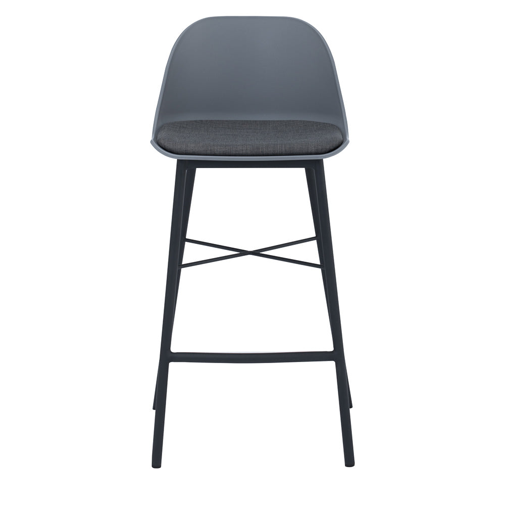 LAXMI Counter Stool - Modern Grey & Black Bar Stool for Kitchen Island, Breakfast Nook & Home Bar - Adjustable Height & Comfortable Seating