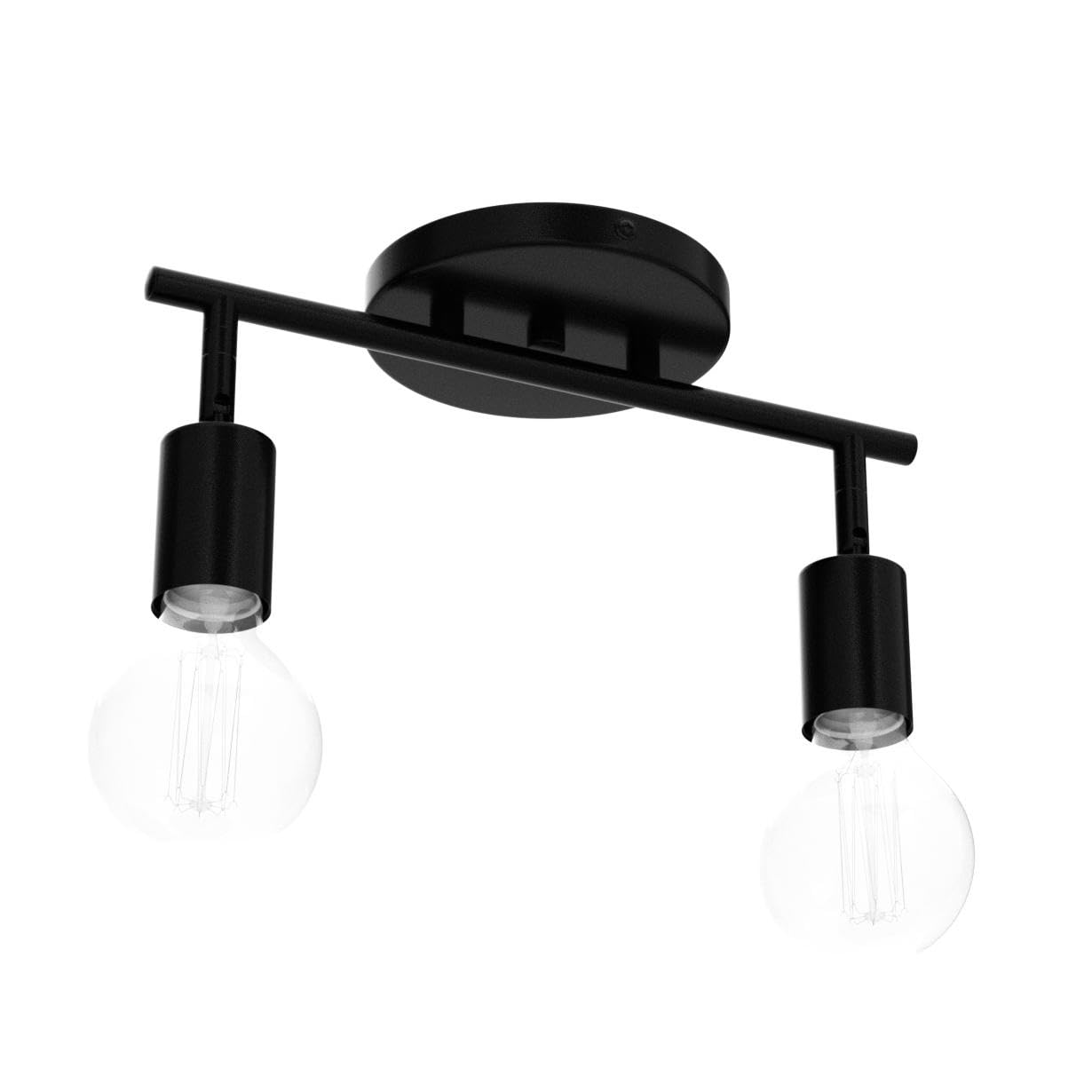 Lightsjoy Industrial Vintage Ceiling Spotlight - 2 Adjustable E27 Lamp Heads, 360° Rotatable Black Wall Light for Kitchen, Dining Room, Living Room, Bar & Restaurant | Perfect for Ambient Lighting and Task Illumination