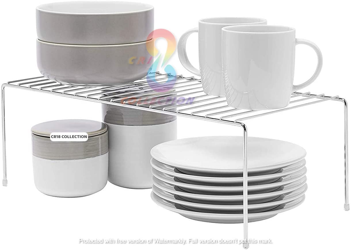 12-Piece Stainless Steel Dish Rack Set - Multipurpose Kitchen Storage Shelf for Cabinets, Plate Stand & Utensil Organizer with Chrome Finish (Silver) - Perfect for Small Kitchens, Dish Drying & Countertop Organization