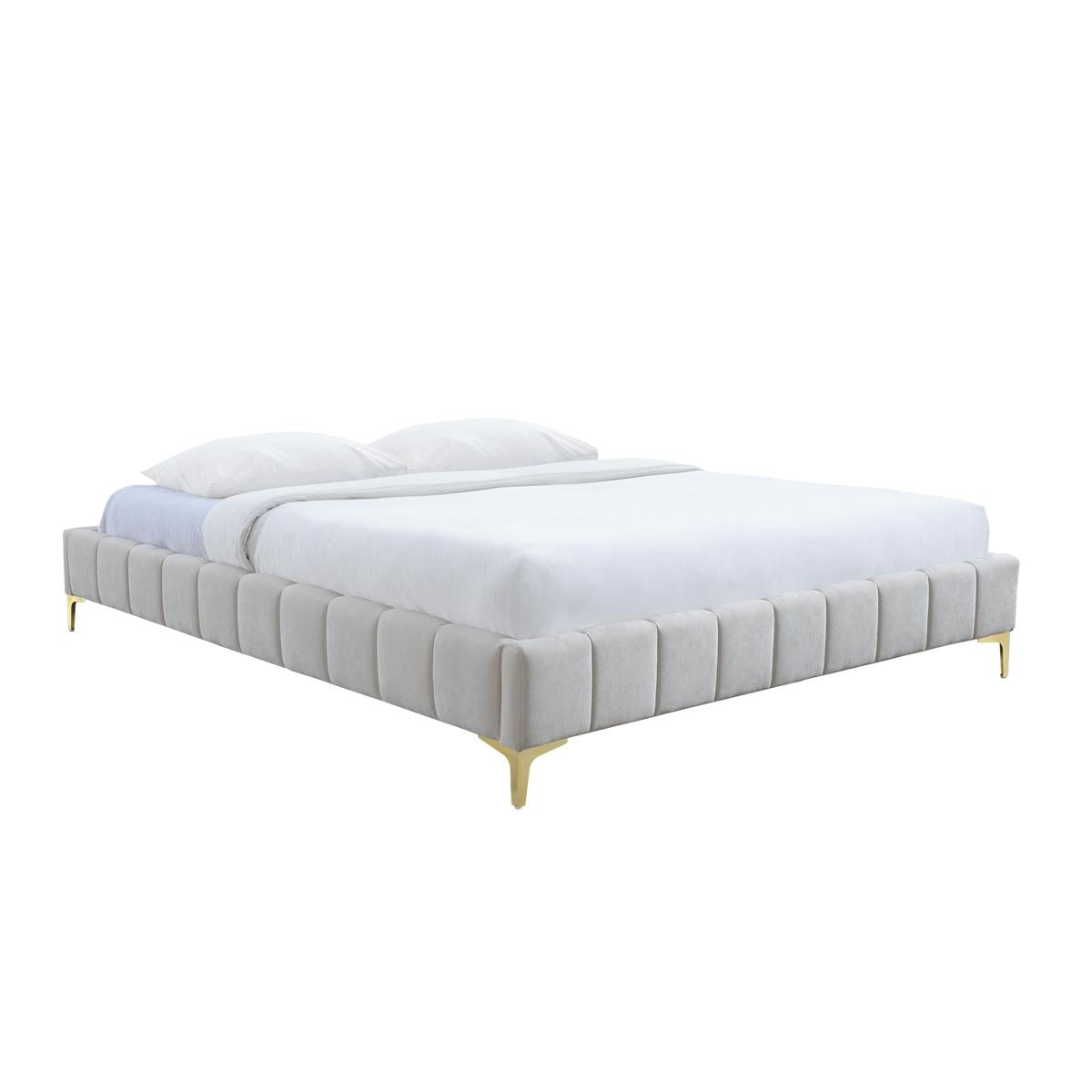 Georgia Fabric King Bed Frame - Upholstered Platform Bed with Wooden Slats, Noise-Free Support for Master Bedroom & Guest Room - Easy Assembly & Modern Design