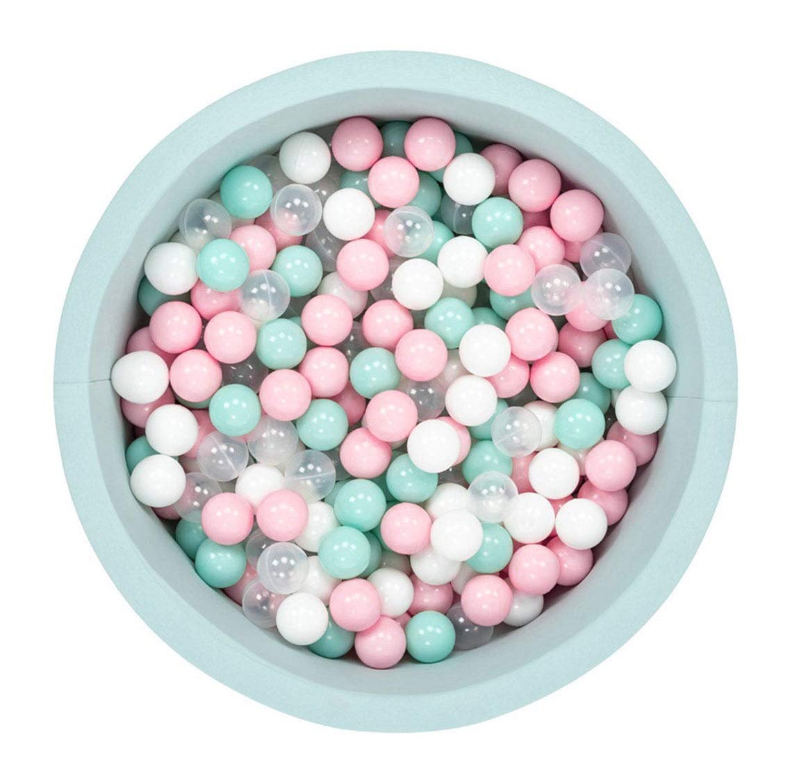 LA FEIER Deluxe Foam Ball Pit with 200 Balls - Soft Round Toddler Playpen for Kids & Babies - Indoor/Outdoor Safe Play Toy for Sensory Development & Motor Skills - Perfect for Playrooms, Daycares & Backyards (Mint Green)