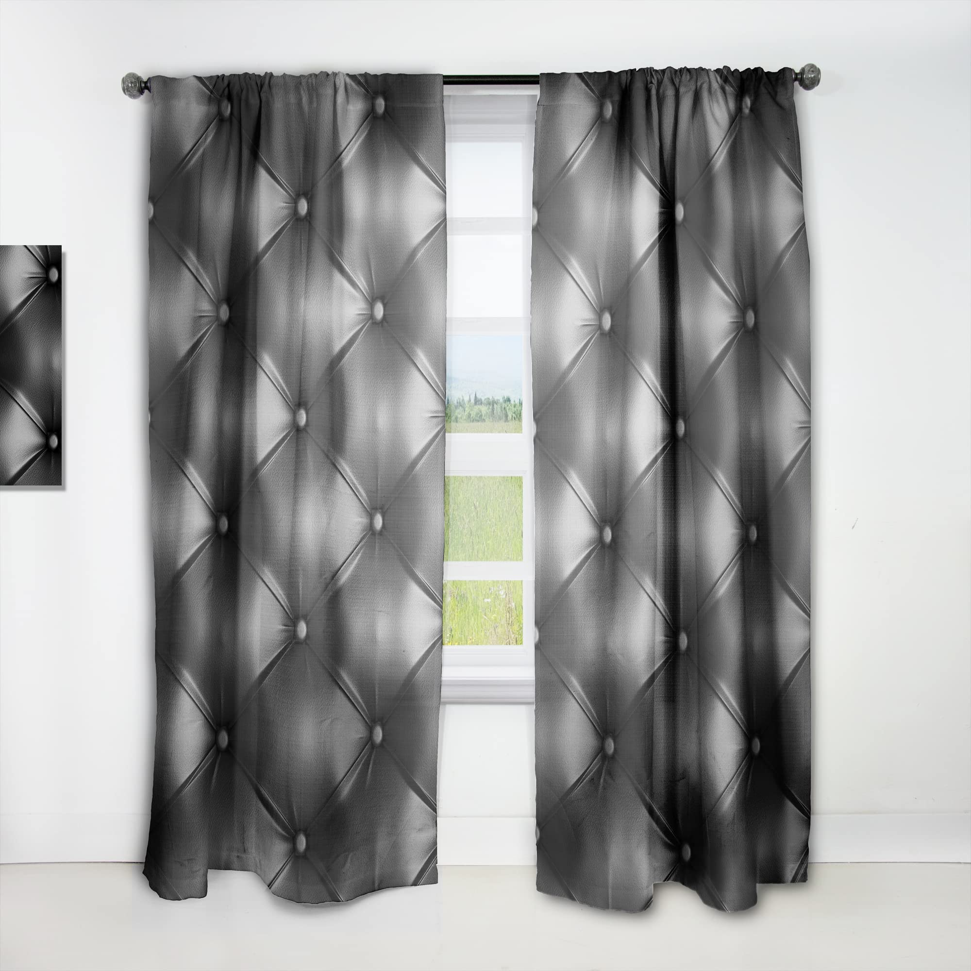 Premium Black Leather-Look Thermal Insulated Curtains - Classic Luxury Design for Bedroom & Living Room - 52x90 Inch Single Panel - Perfect for Home Theater, Office Privacy & Noise Reduction
