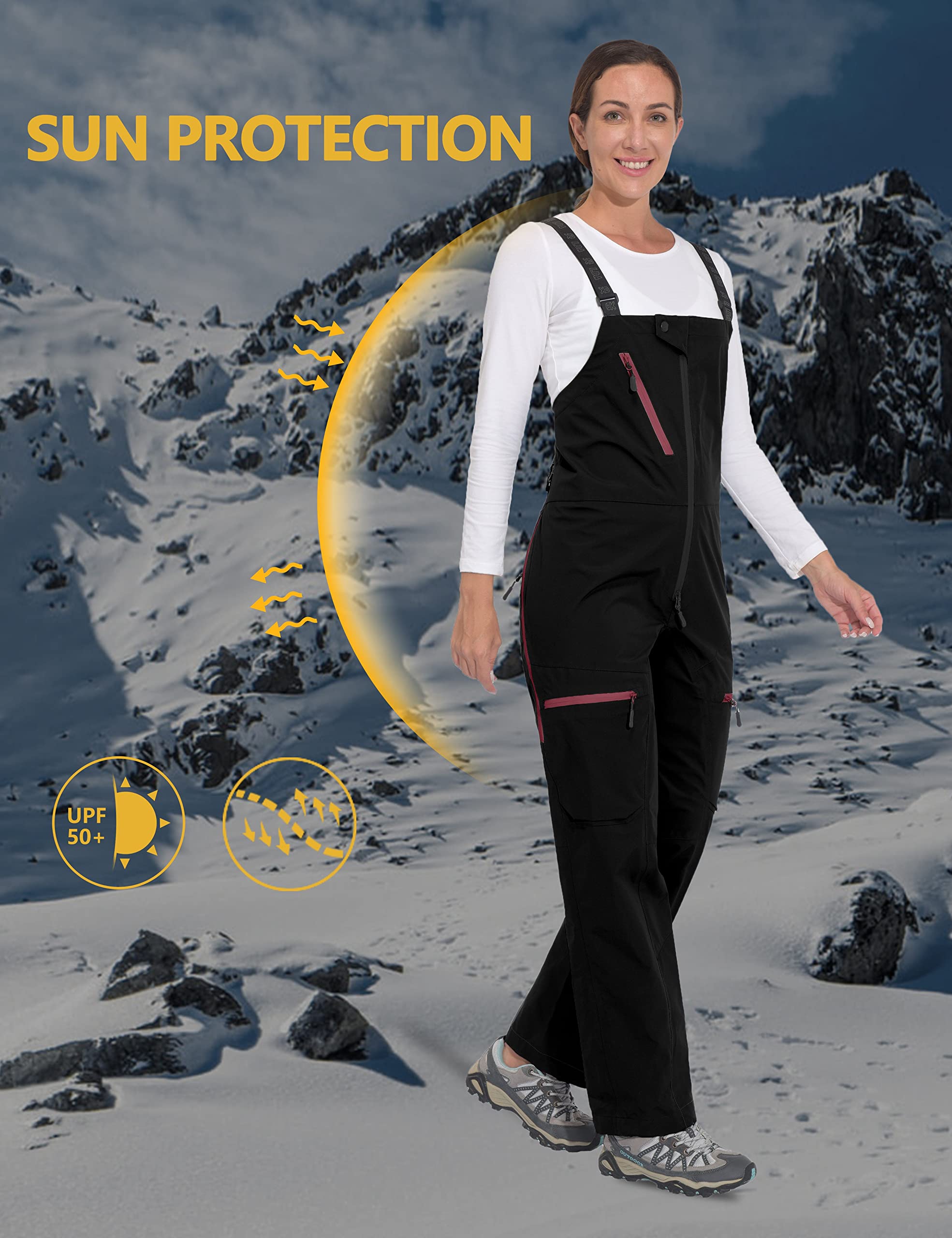 Little Donkey Andy Women's Waterproof Snow Bib Overalls - Windproof Ski Pants with Suspenders for Outdoor Winter Sports & Snow Activities