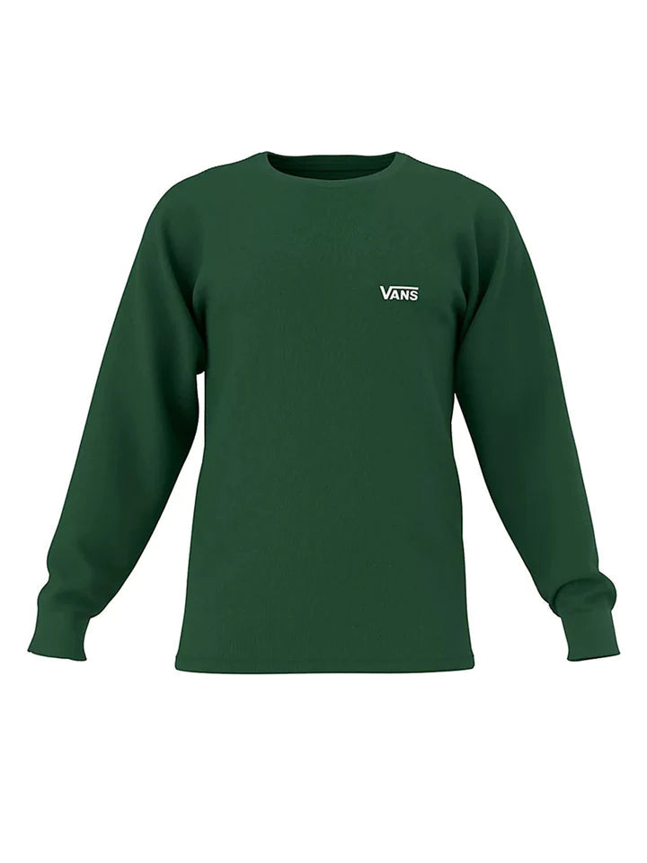VANS Left Chest Logo Long Sleeve T-Shirt for Men & Women | Eden/White Color | Casual Streetwear & Skate Style Outfit