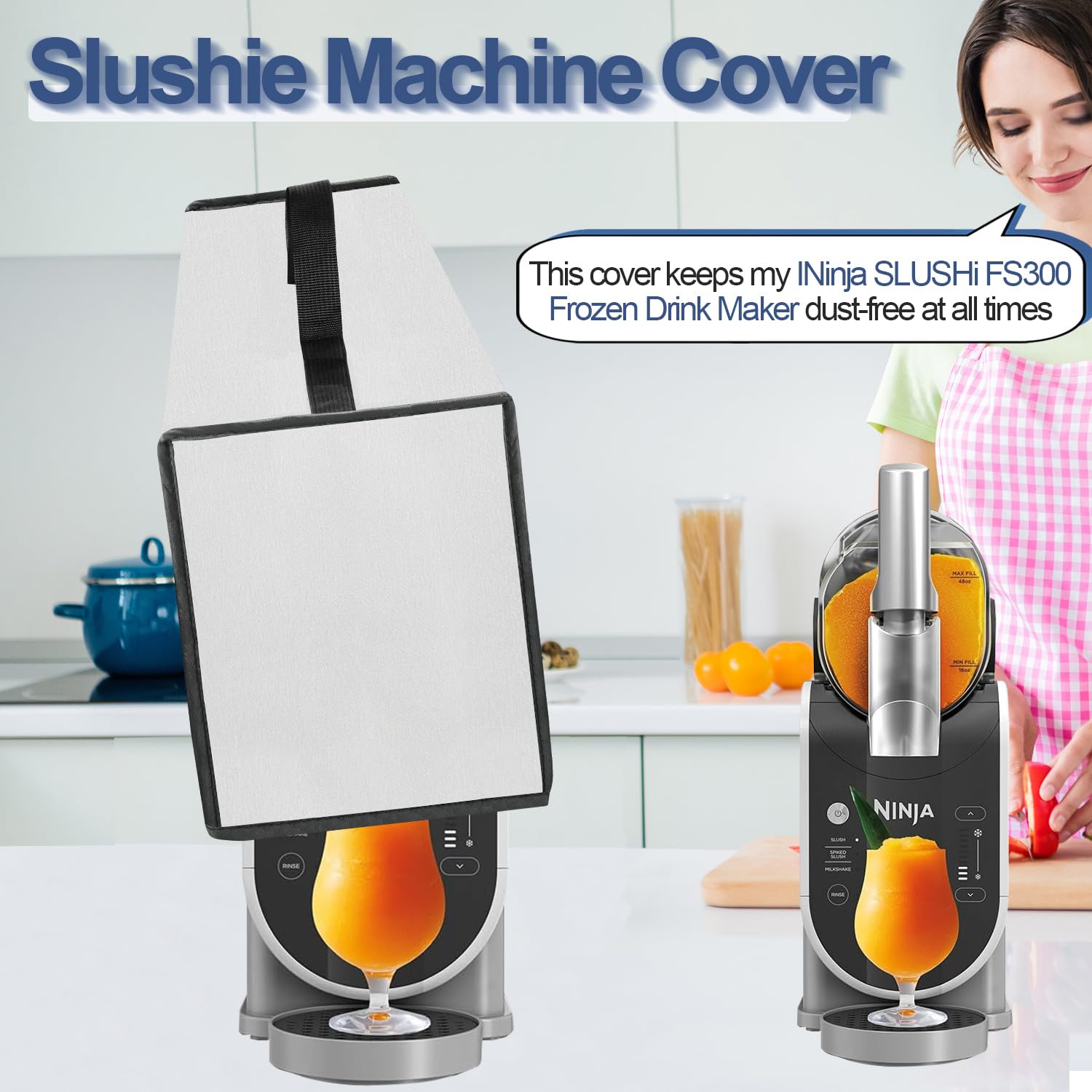 Ninja SLUSHi FS300 Frozen Drink Maker Cover - Waterproof Dustproof Heavy-Duty Thickened Protective Case (Silver) | Perfect for Indoor/Outdoor Use, Parties, Bars & Home Kitchen Appliances Protection