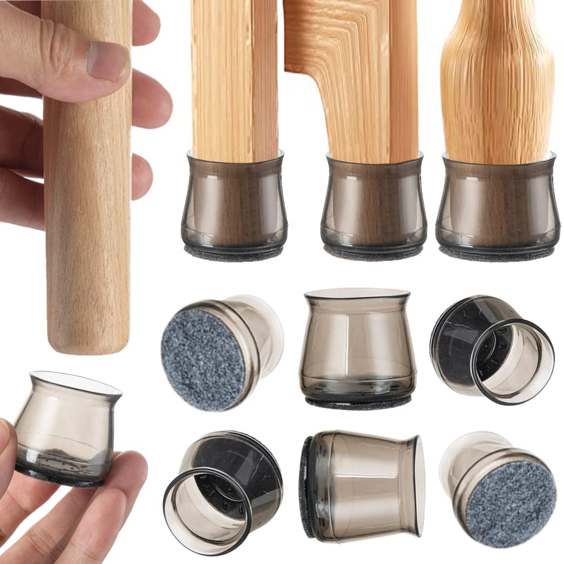 24pcs Upgraded Silicone Chair Leg Floor Protectors - Highly Elastic Furniture Feet Pads for Hardwood Floors, Prevents Scratches & Reduces Noise - Perfect for Dining Chairs, Office Chairs & Home Furniture Protection