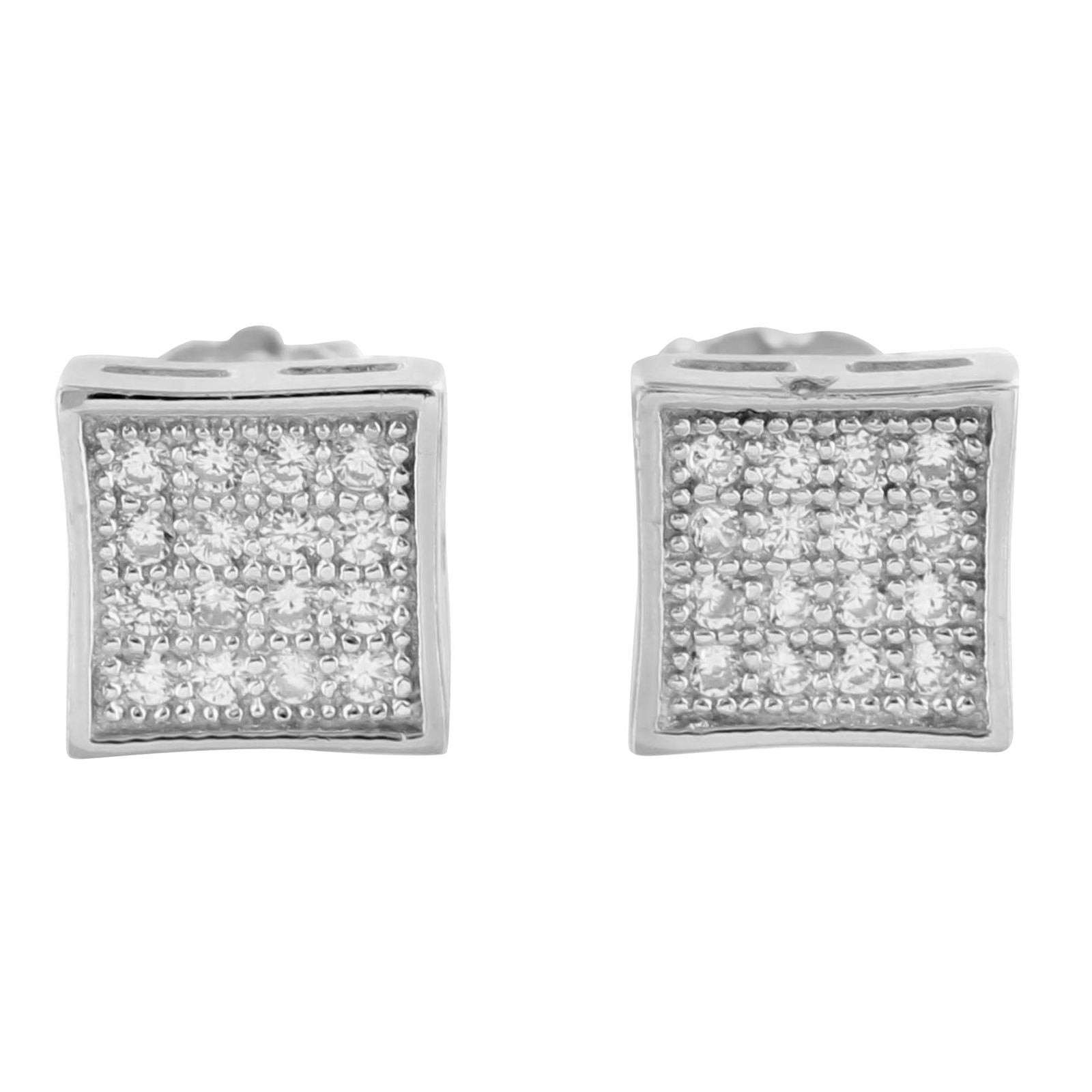 Lab Grown Diamond Sterling Silver Square Kite Stud Earrings for Women - Perfect for Weddings, Parties & Everyday Elegance