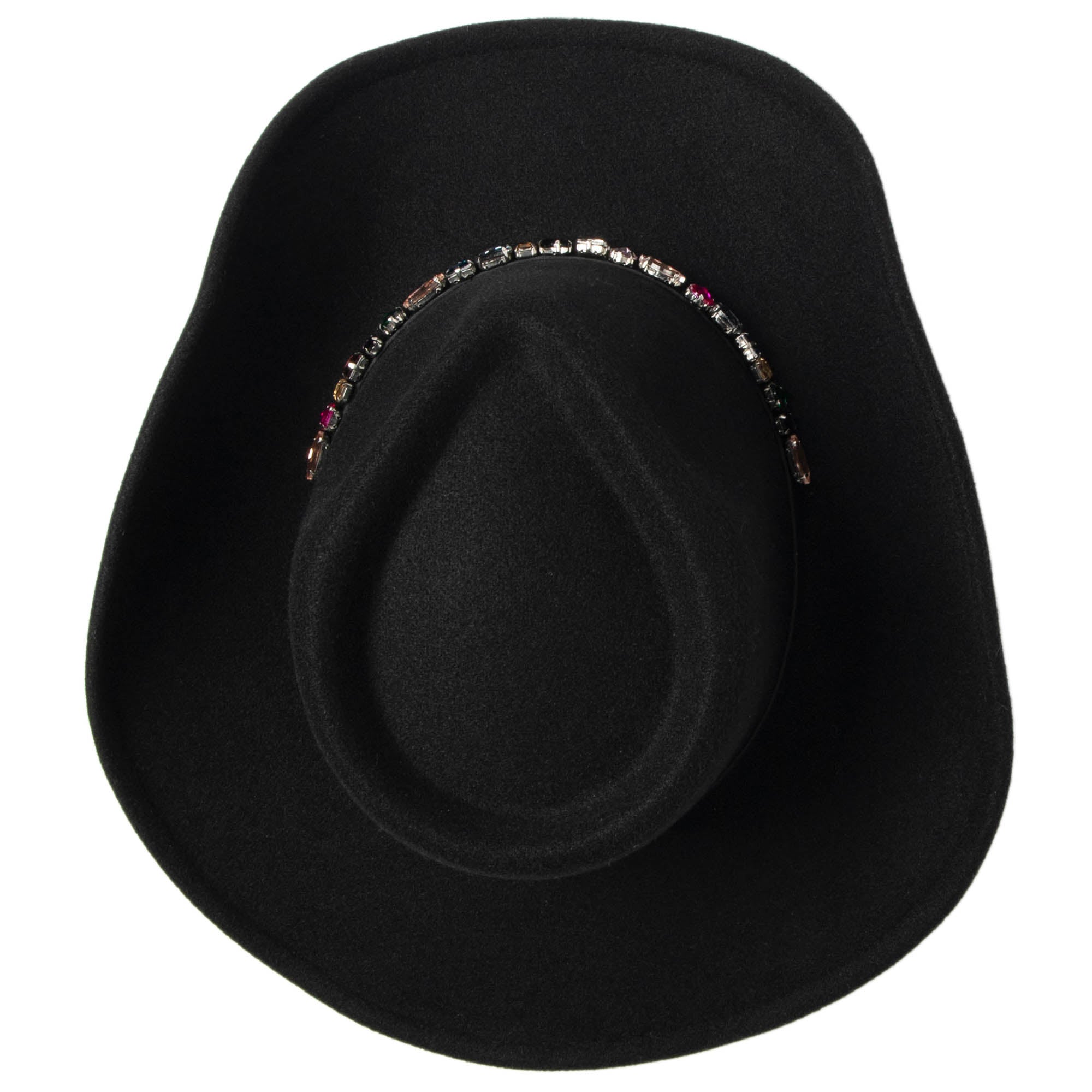 Pinch Crown Cowboy Hat with Multi-Gemstone Band – Stylish Western Accessory for Rodeos, Country Concerts & Outdoor Events