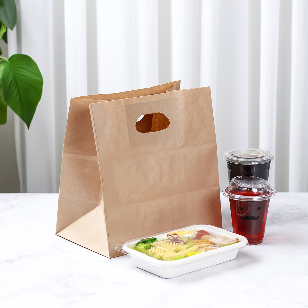 Eco-Friendly Kraft Paper Take Out Bags with Handles - 11