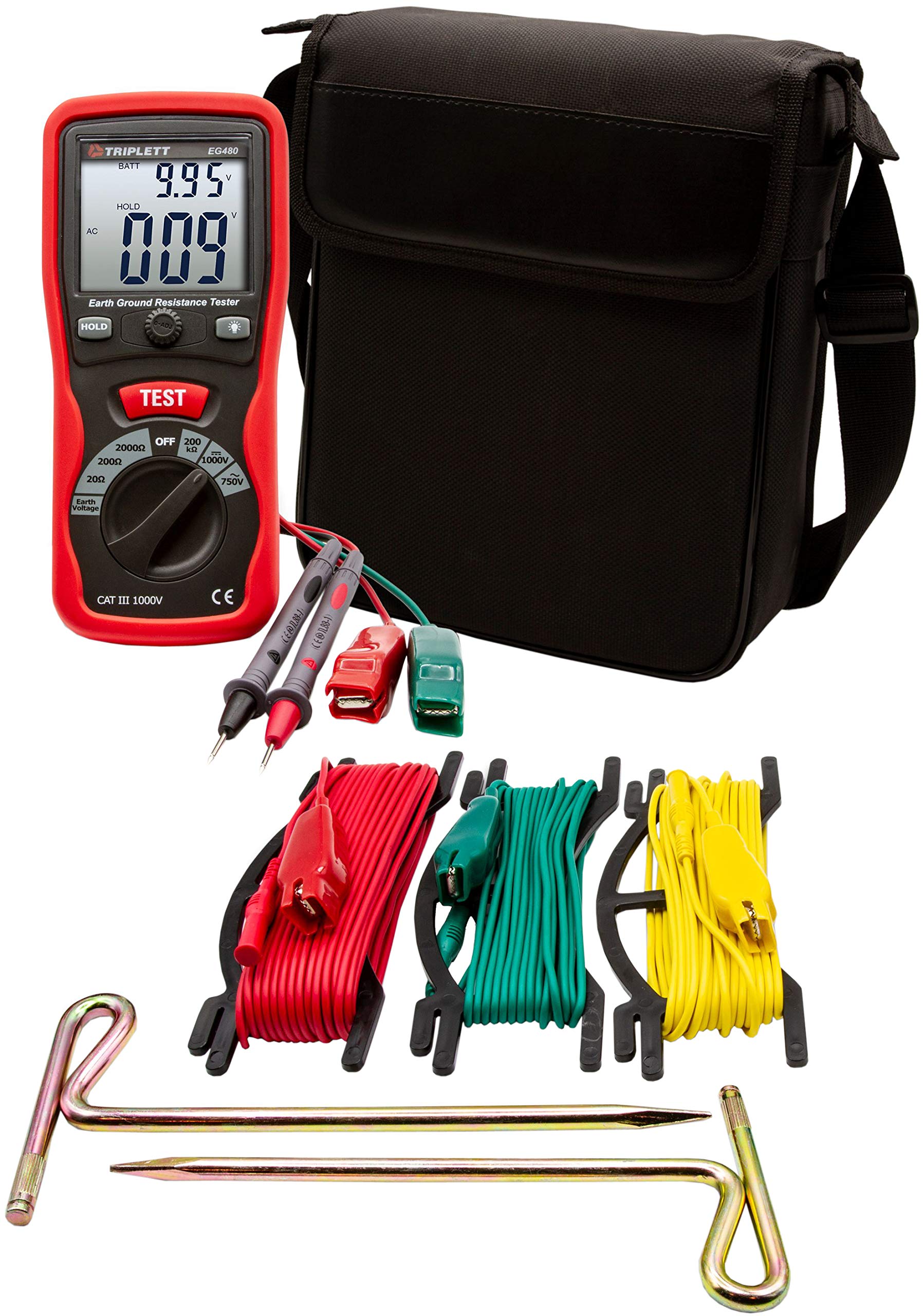 Triplett EG480 Digital Earth Ground Resistance Tester - Professional Electrical Testing Tool for Home, Industrial & Outdoor Use