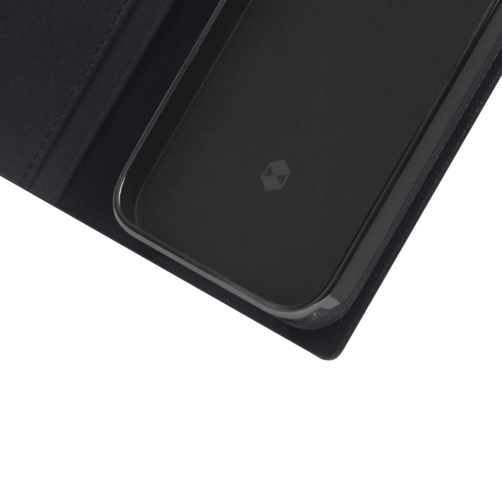 Italian Genuine Carbon Leather Wallet Case for iPhone 12/12 Pro - Handmade Diary Style with Card Slots & Cash Pocket | RFID Protection | Gift Box Included (Black) | Perfect for Business, Travel & Everyday Use