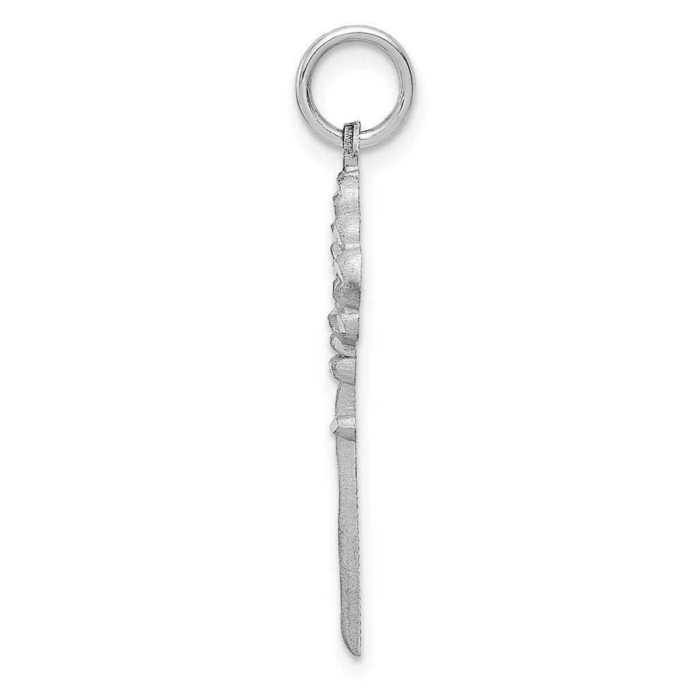 14k White Gold Heart Bow Key Charm - Elegant Jewelry for Women, Perfect for Gifts, Valentine's Day & Special Occasions