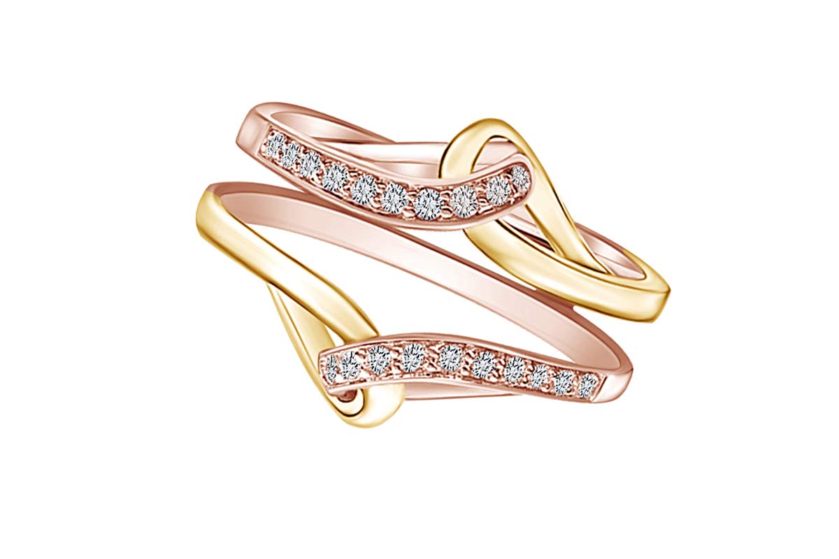 1/5 Carat Natural Diamond Two-Tone Wedding Band Ring Guard Enhancer in 14k Gold Over Sterling Silver (I-J Color, I2-I3 Clarity) – Perfect for Bridal Jewelry, Anniversary Gifts & Special Occasions