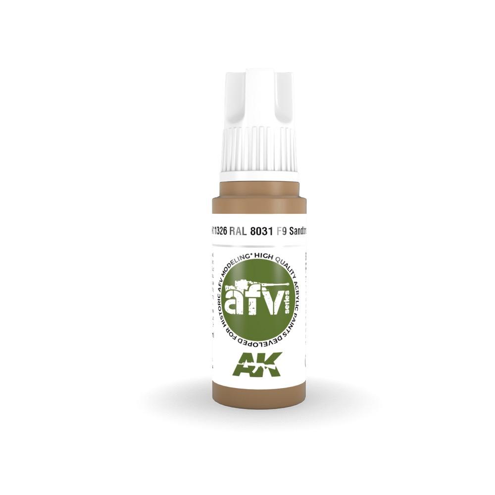 AK Interactive AK11326 AFV Series RAL 8031 F9 Sandbraun Acrylic Paint - 17ml Bottle - 3rd Generation Model Paint for Military Vehicles, Tanks & Dioramas - Perfect for Scale Modeling & Miniature Painting