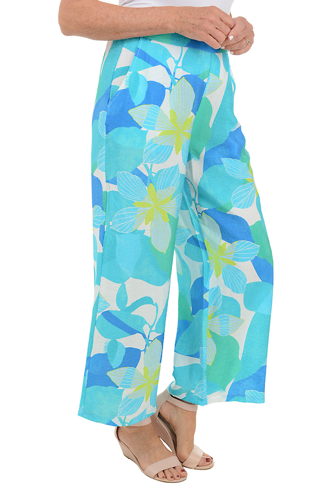 Tropical Floral Vacation Pants for Women - Lightweight Beach Pants, Boho Summer Palazzo Pants with Pockets - Perfect for Beach Vacations, Poolside Lounging & Tropical Getaways