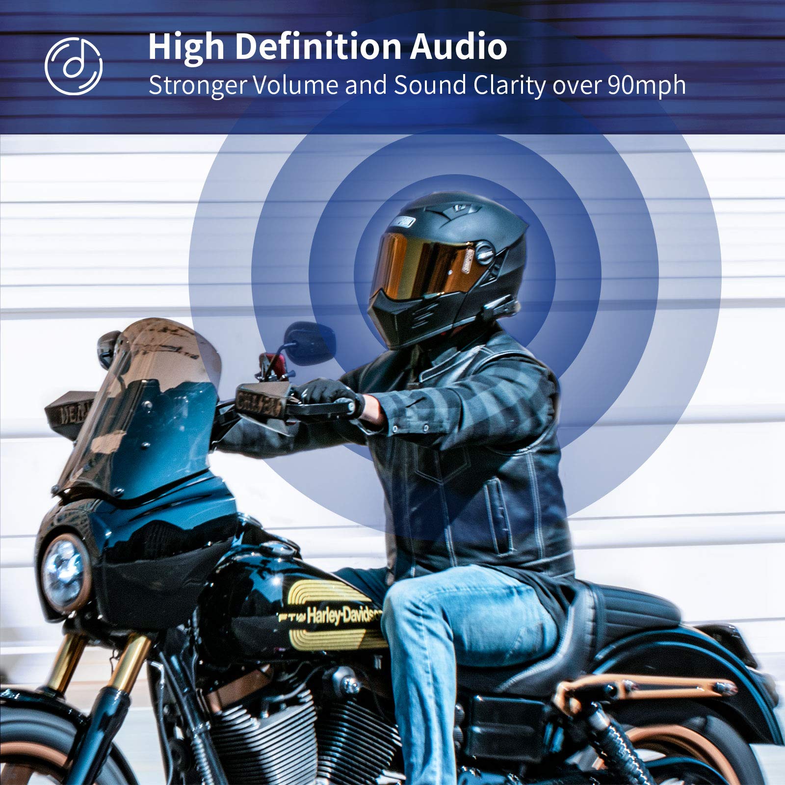 LEXIN G16 Motorcycle Bluetooth Headset with Headlamp & SOS Mode - 16 Rider 2000m Helmet Communication System, Music Sharing & Universal Pairing for Snowmobile/ATV (2 Pack) - Perfect for Group Rides, Off-Road Adventures & Emergency Situations