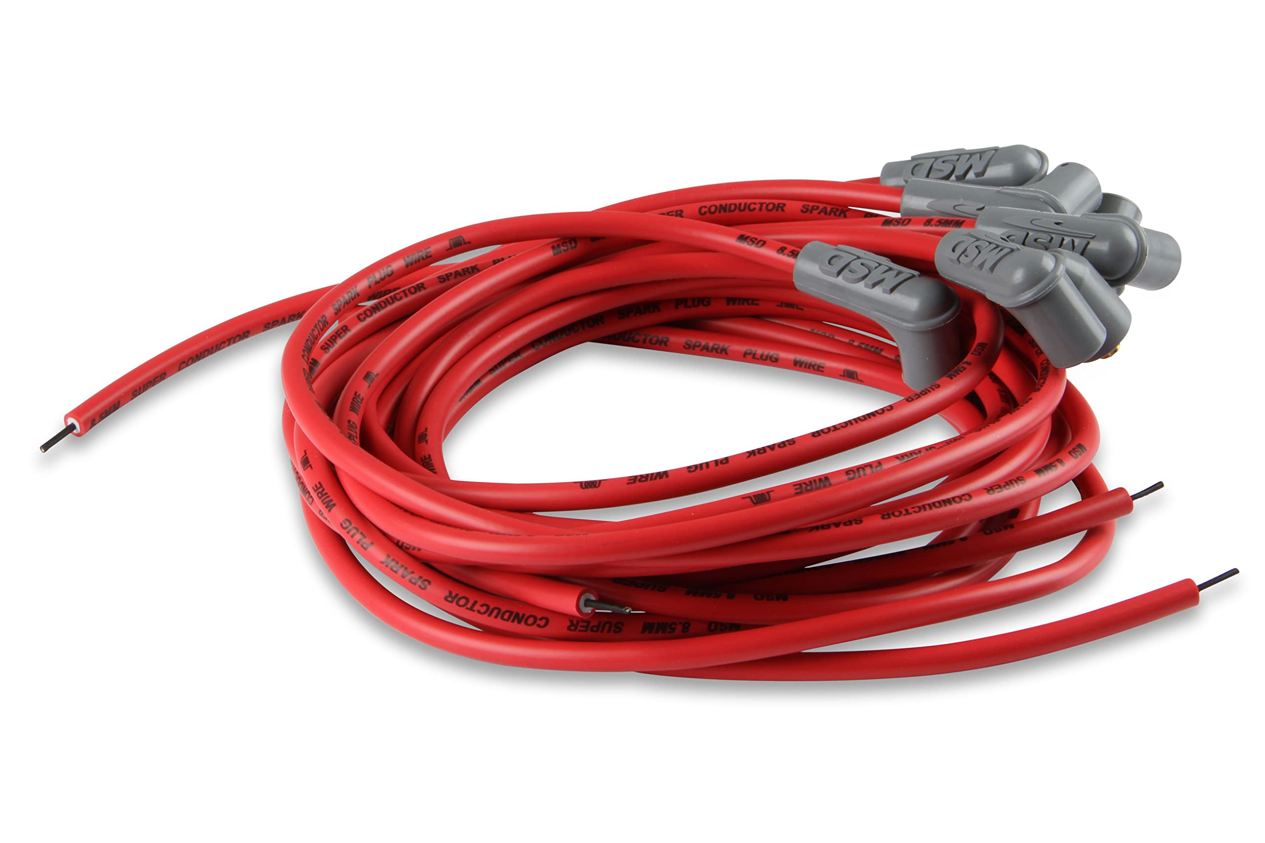MSD 31239 Super Conductor Spark Plug Wire Set for 8 Cylinder Engines - 90° Boot, Compatible with HEI Cap & Standard Sockets | High Performance Ignition Upgrade for Muscle Cars, Trucks & Hot Rods