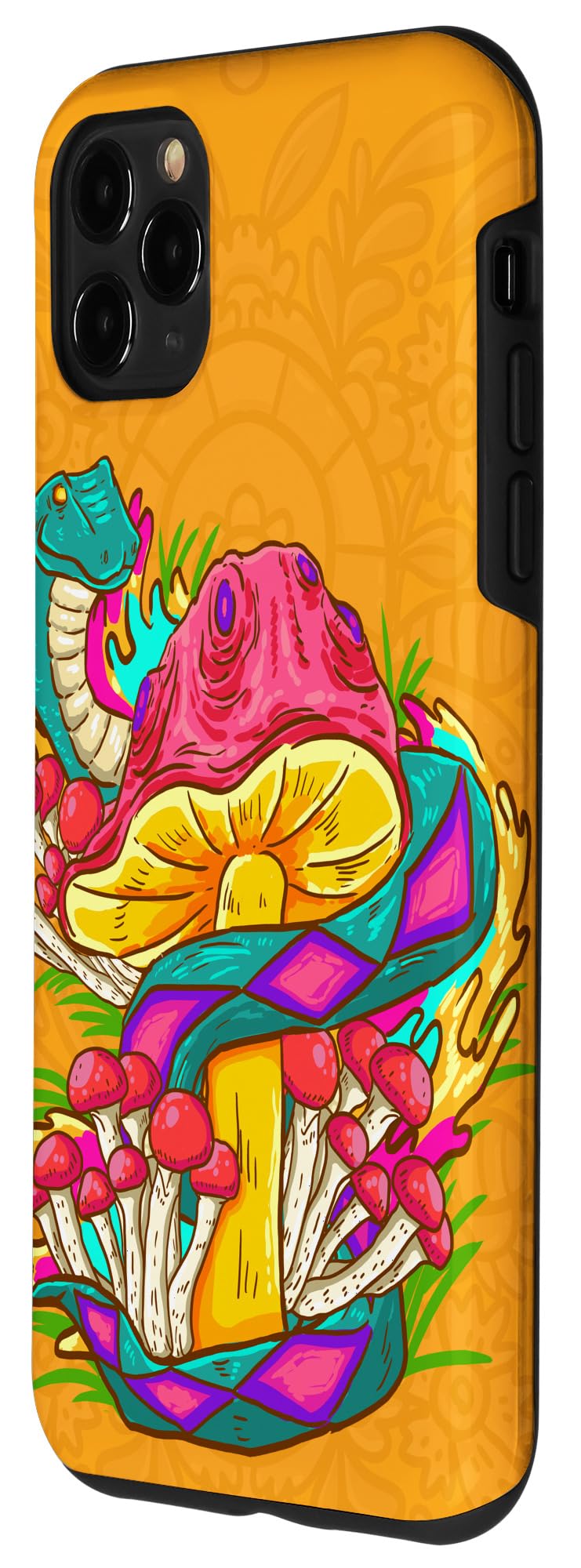 iPhone 11 Pro Max Case - Psychedelic Snake & Magic Mushroom Design - Durable Protective Cover - Perfect for Music Festivals, Rave Parties & Unique Gifts