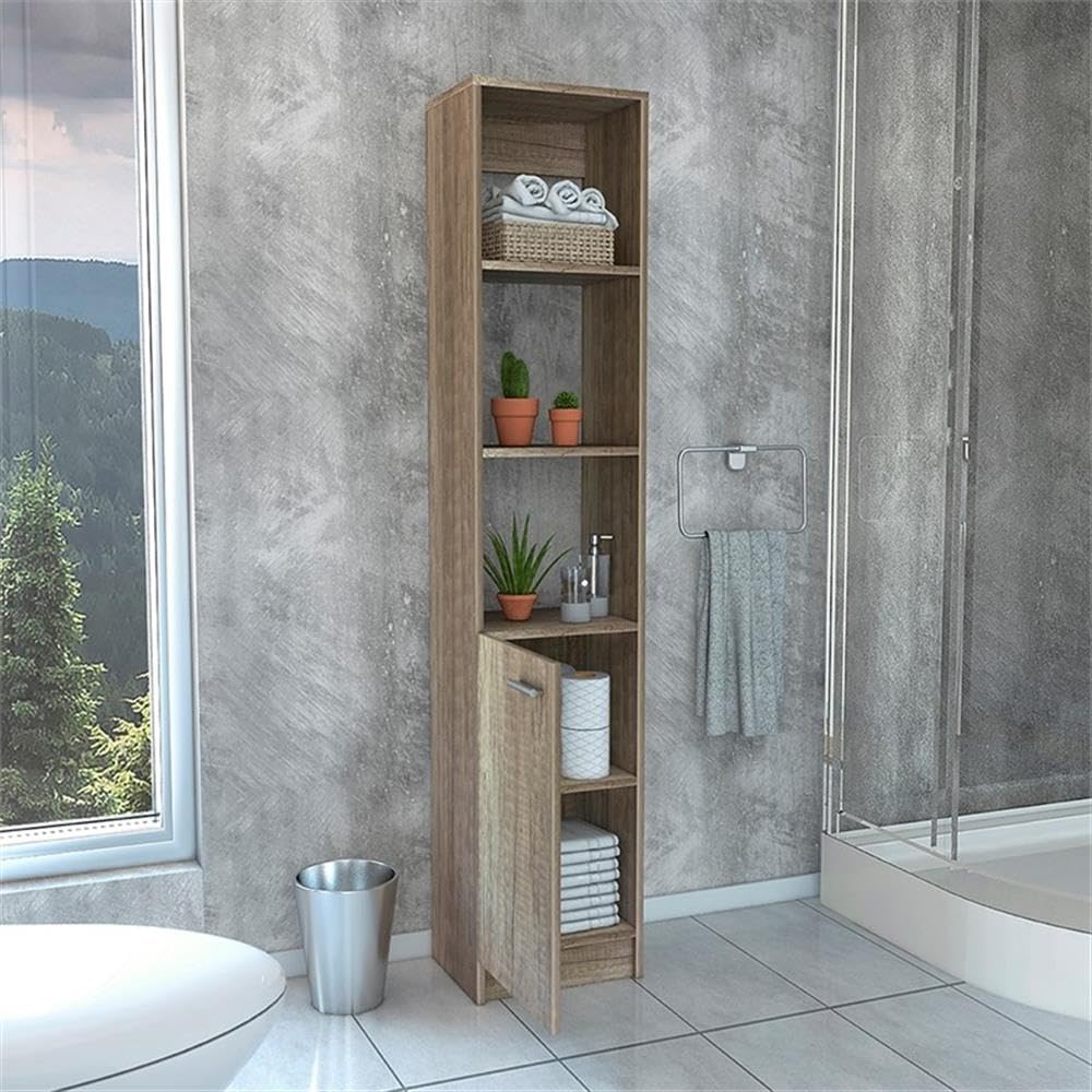 Tuhome Malaga Linen Cabinet Light Oak - Engineered Wood Storage Cabinet for Bedroom, Bathroom & Living Room - Modern Home Organization Solution