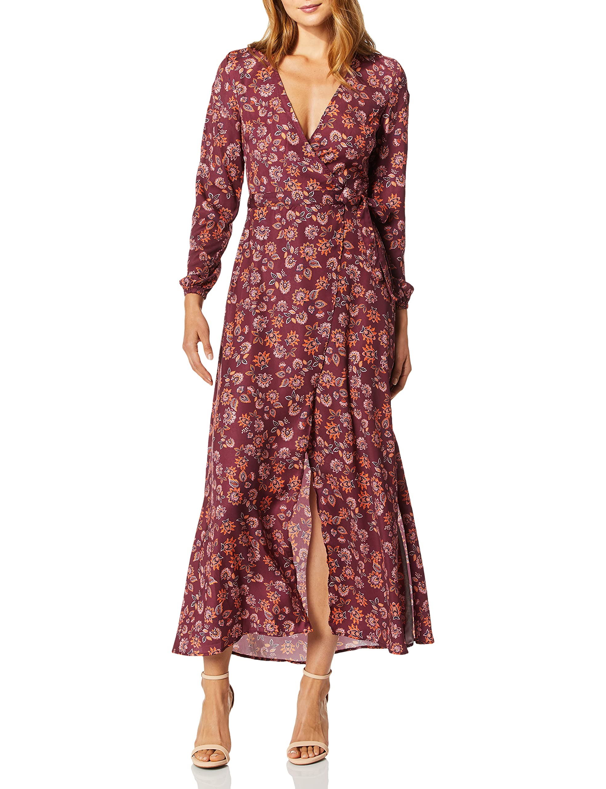 The Fifth Label Women's Long Sleeve Maxi Wrap Dress - Elegant Flowy Boho Style for Casual Outings, Date Nights & Special Occasions