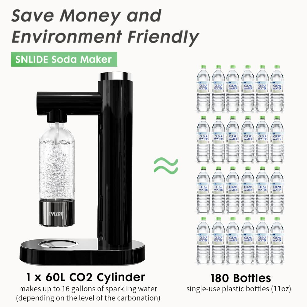Sparkling Water Maker Machine - SodaStream Alternative with 1L BPA-Free PET Bottle & DIY Stickers | Easy Home Carbonation System for Healthy Drinks | Perfect for Cocktails, Mocktails & Hydration