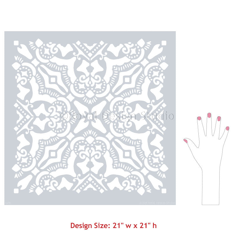 Rosa Tile Stencil - Reusable DIY Tile Painting Template for Floral Patterns - Perfect for Bathroom, Kitchen Backsplash & Home Decor Projects