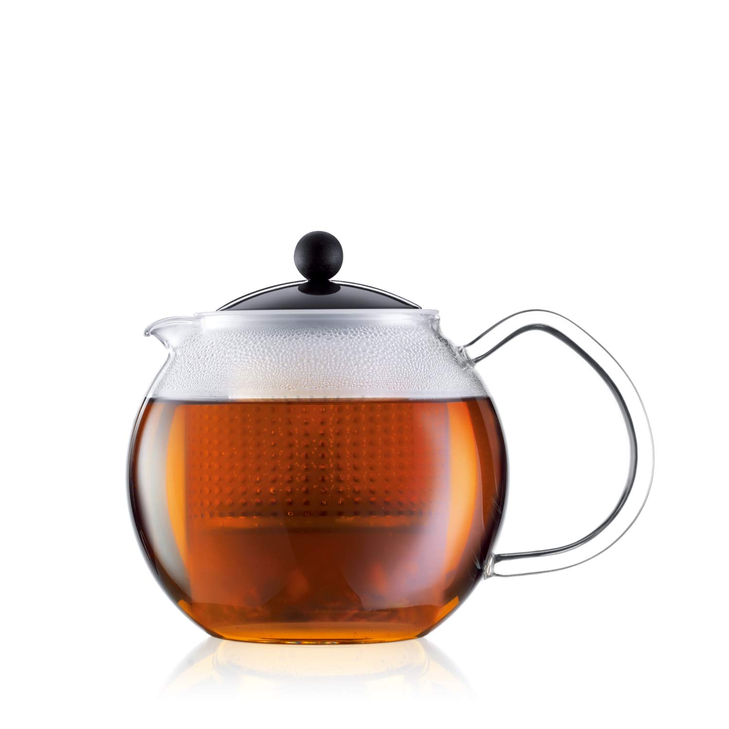 Bodum Assam Tea Press with Glass Handle & Colored Plastic Lid - 17oz (0.5L) Black French Press for Loose Leaf Tea | Perfect for Home, Office & Camping Brewing