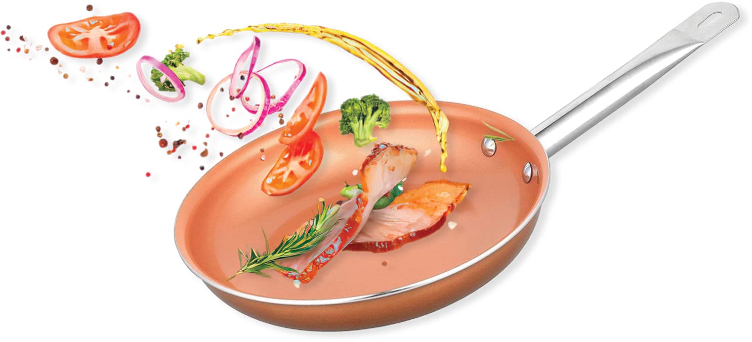 Premium EUROSTAR Nonstick Ceramic-Infused Copper 8-Inch Fry Pan - PFOA Free, Scratch Resistant & Even Heat Distribution - Perfect for Omelets, Pancakes & Sauteing Vegetables