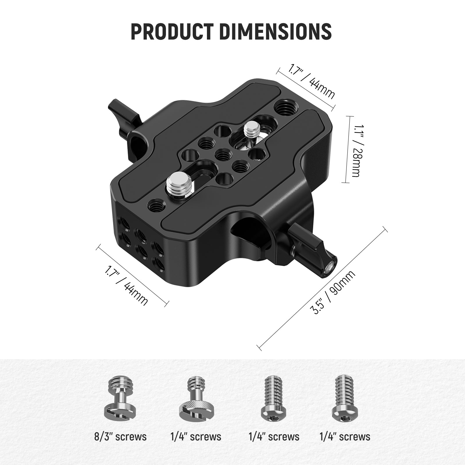 NEEWER SR001 Camera Base Plate with 15mm Rod Clamp Railblock - Compatible with DSLR, Mirrorless & Cinema Cameras - Perfect for Video Rig Setup, Vlogging & Film Production