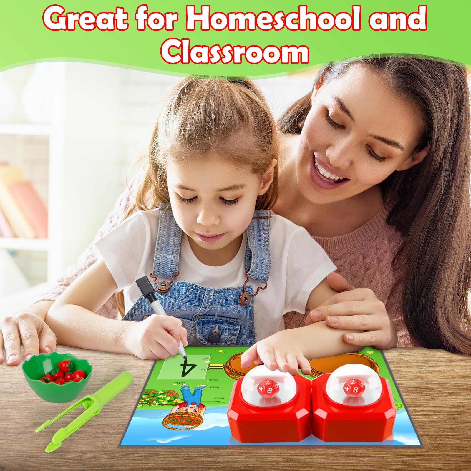 Educational Math Board Games for Kids with Dice Poppers | Fun Addition & Subtraction Learning Games | Counting Toys & Math Manipulatives for Kindergarten & Homeschool | Develop Fine Motor Skills | Perfect for Classroom Activities & Family Game Nights