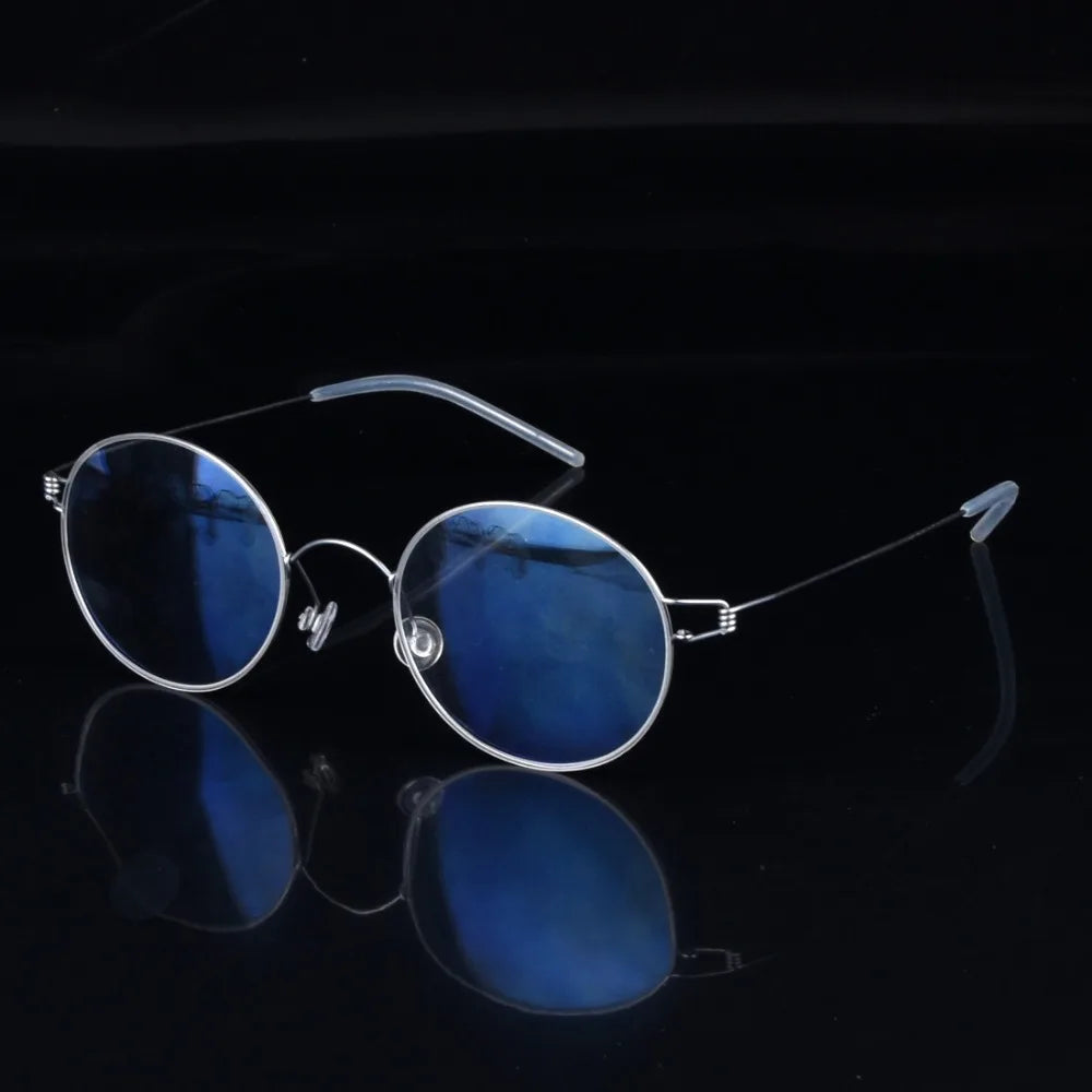 Unisex Full Rim Round Screwless Titanium Eyeglasses Frame 504520 - Lightweight Durable Glasses for Work, Reading & Everyday Wear