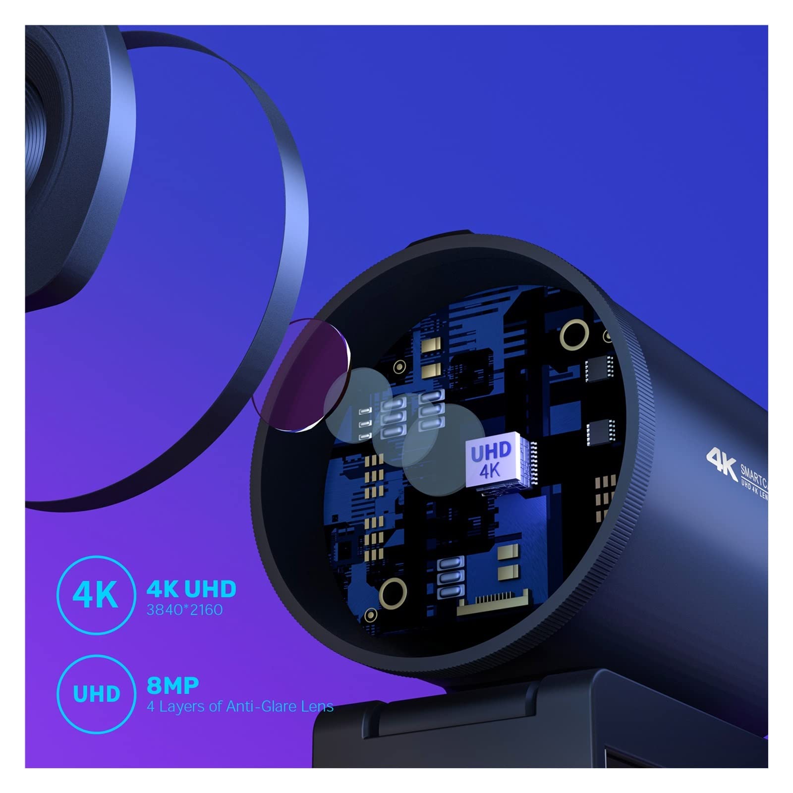4K Webcam with Autofocus - 1080P 60FPS Streaming Camera for Live Sports, Gaming & Video Calls | S600 HD Webcam for YouTube, Twitch, Zoom & Home Office
