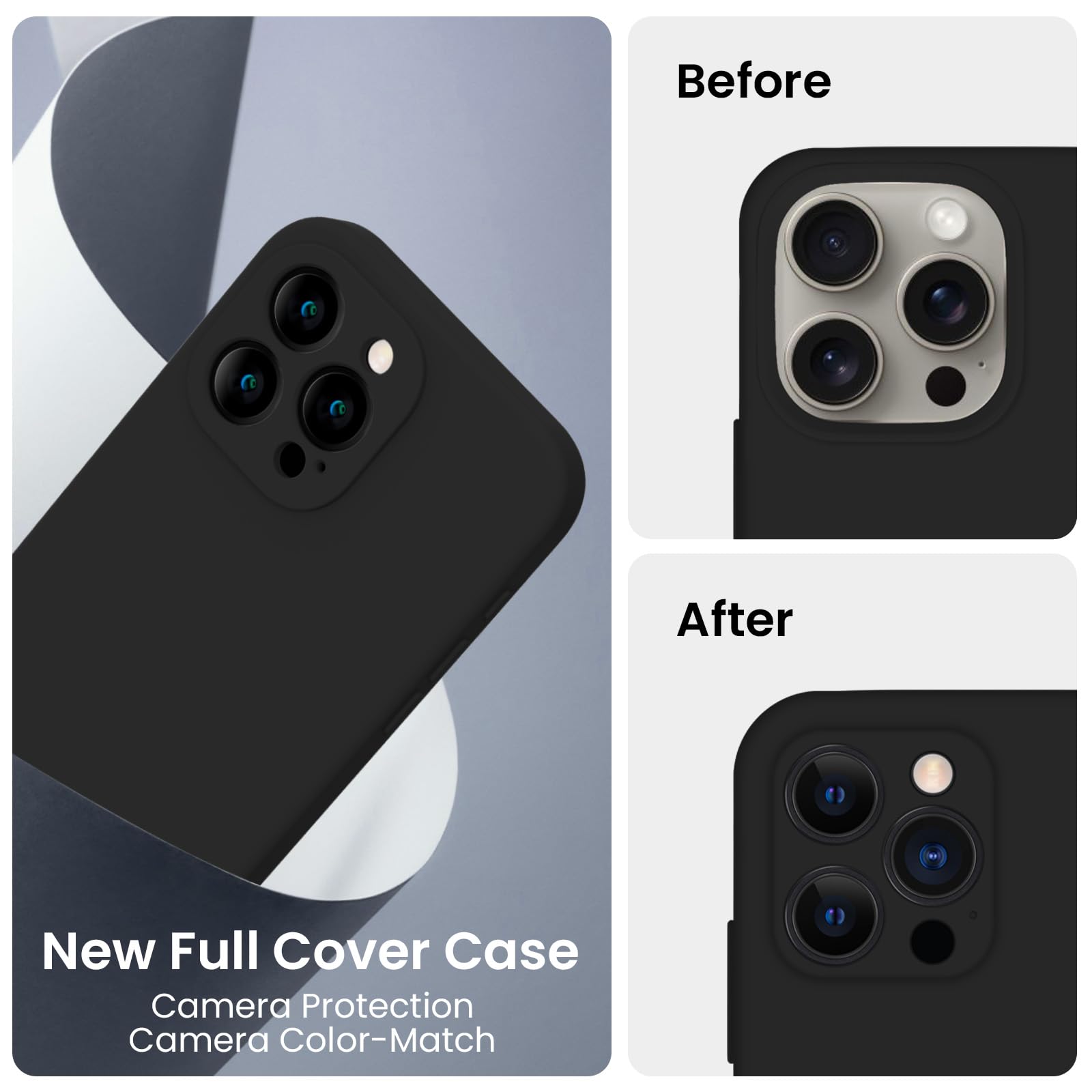 FireNova Premium Silicone Case for iPhone 15 Pro - 6.1 Inch Shockproof Phone Cover with Camera Protection & 2 Tempered Glass Screen Protectors, Soft Anti-Scratch Microfiber Lining - Perfect for Daily Use, Travel & Outdoor Activities (Black)