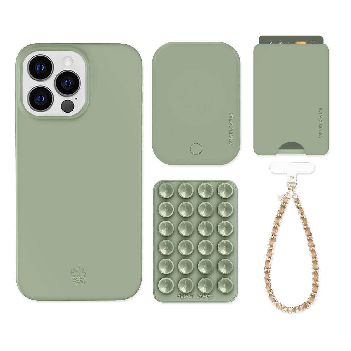 Smoky Sage iPhone Wallet Case with Card Holder - Slim Protective Phone Cover for iPhone 13/14/15 Pro Max - Perfect for Travel, Shopping & Everyday Use