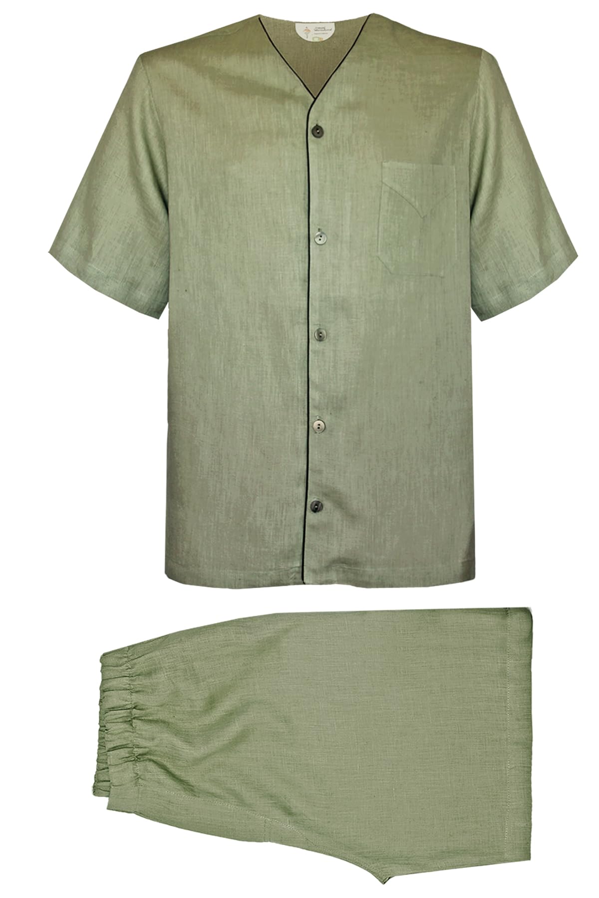 Men's V-Neck Linen Short Pajamas Set - Premium European Made Sleepwear for Summer Nights & Lounge Wear