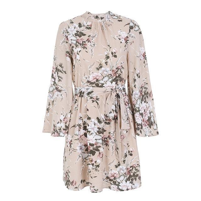 Boho Floral Summer Dress with Backless Lace-Up & Flare Sleeves - Perfect for Beach Vacations, Music Festivals, and Date Nights