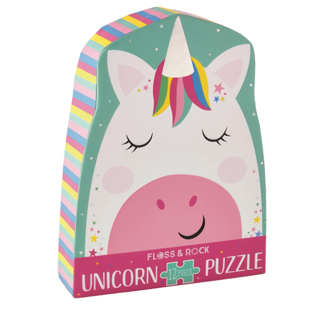 Floss and Rock 12-Piece Unicorn Shaped Jigsaw Puzzle for Kids - Fun Learning Toy for Preschoolers & Toddlers, Perfect for Birthday Gifts & Classroom Activities
