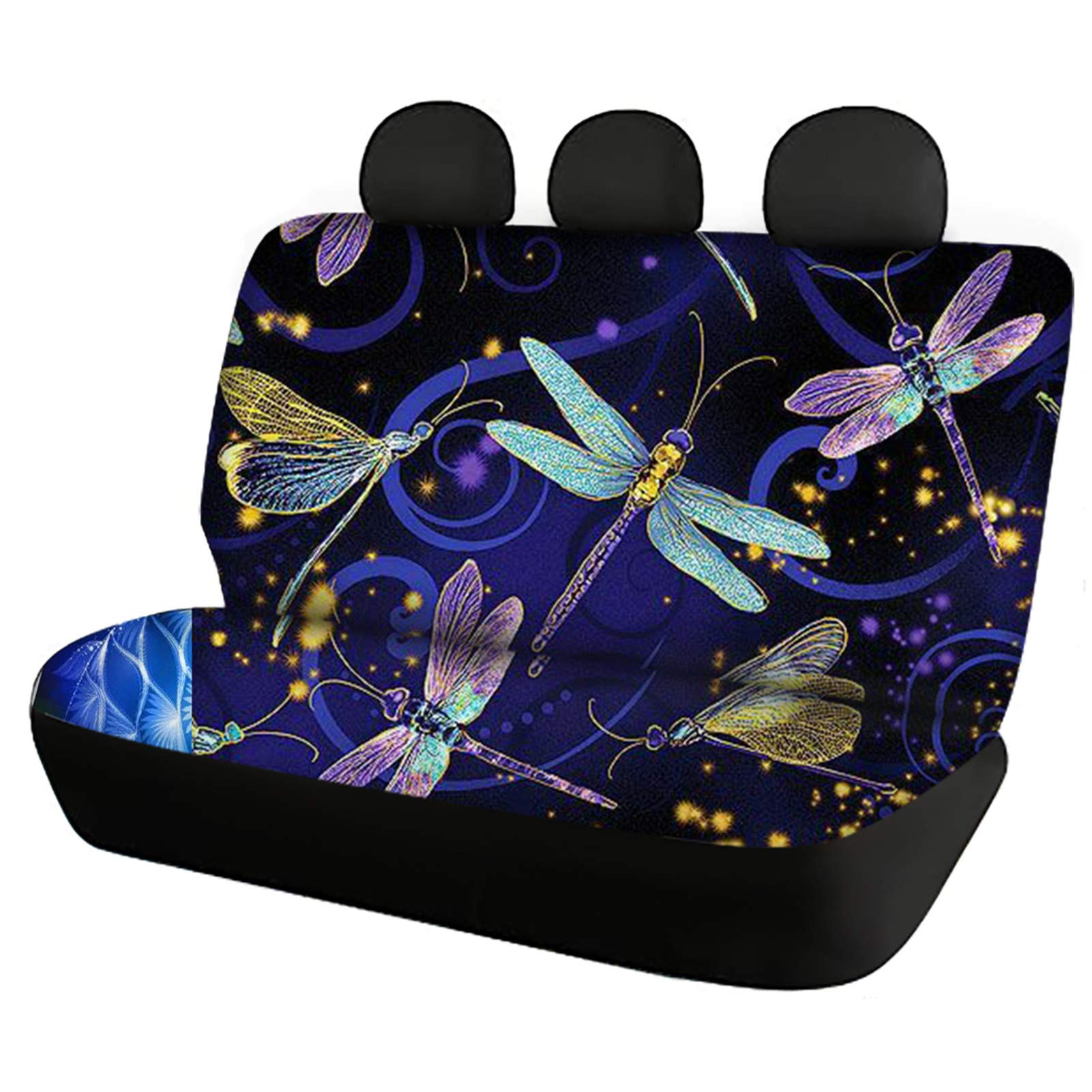Belidome Dragonfly Car Back Seat Covers - Universal Stretch Fabric Seat Protectors for Men & Women - Perfect for Pets, Kids, and Daily Commuting