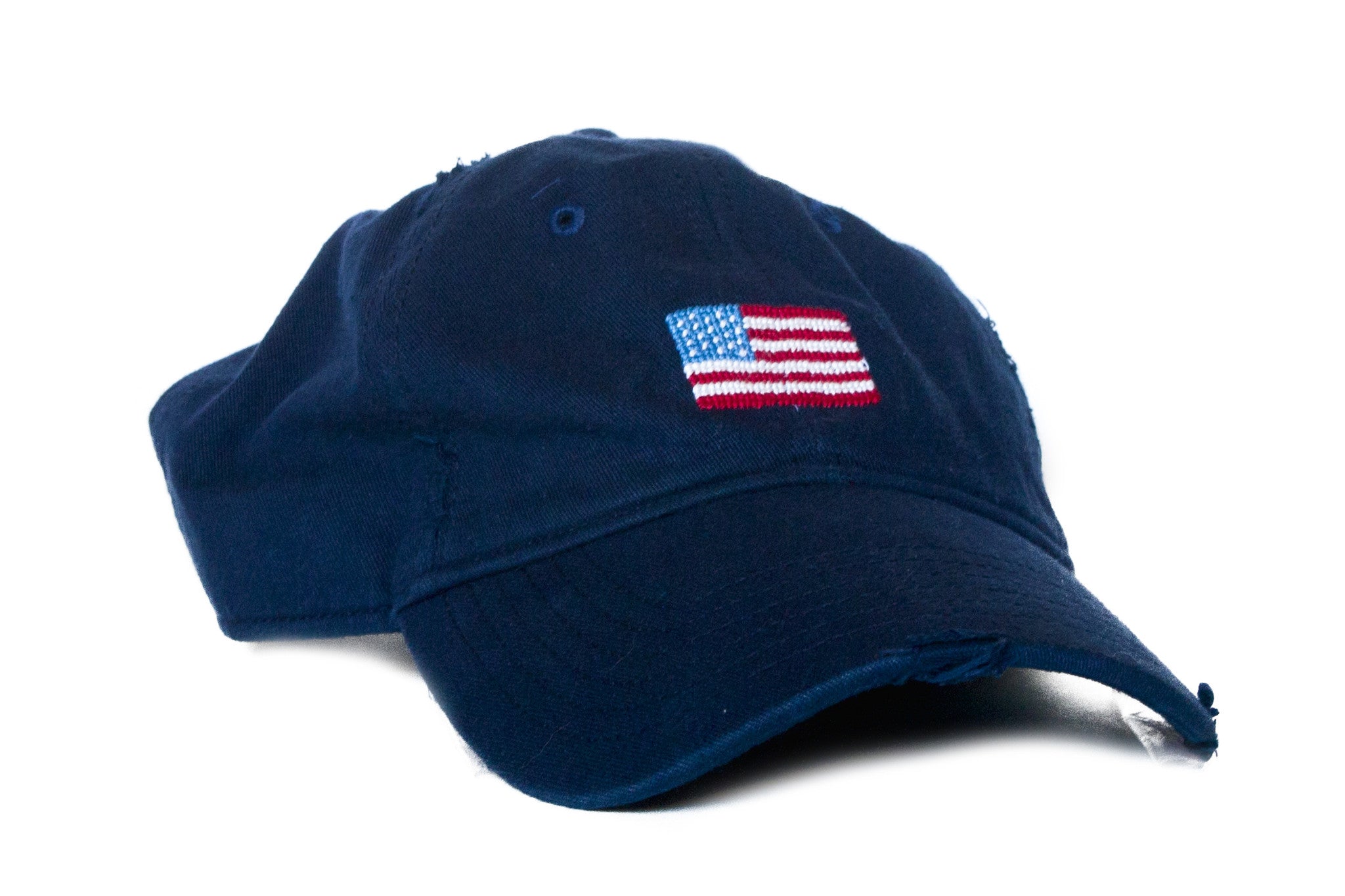 Patriotic Needlepoint Hat with American Flag Design - Navy Blue for Outdoor Activities & Sports Events
